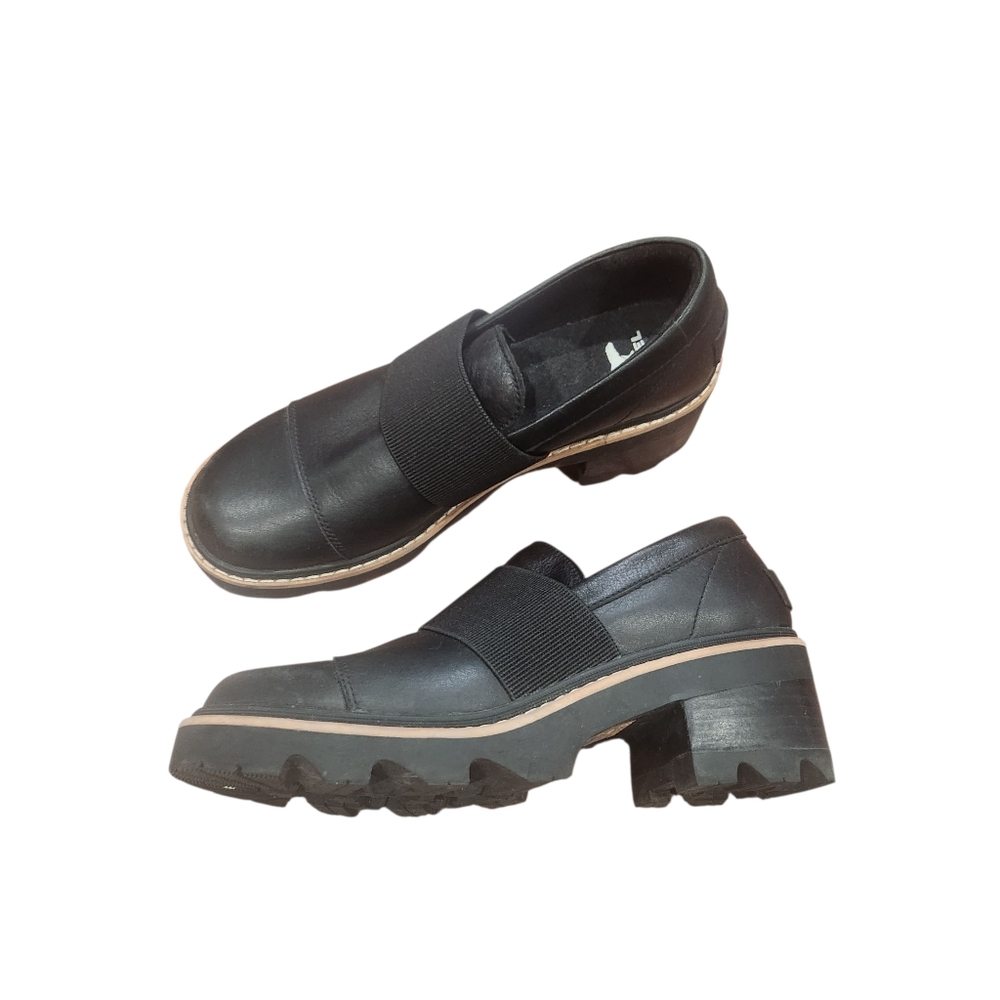 Sorel Joan Now Loafers size 10 black Chunky Heel Y2K